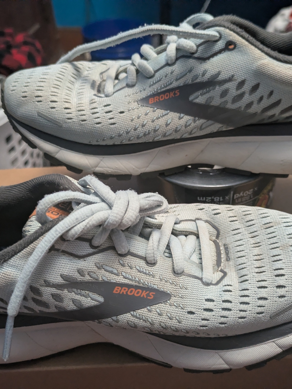 Brooks Women's Ghost 13 Running Shoes — Light Gray with Orange Logo